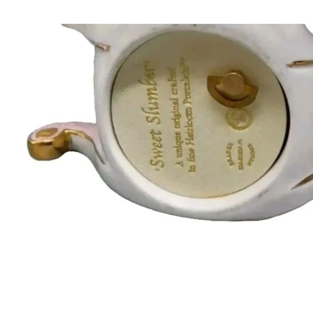 Sweet Slumber, Heirloom Fine Porcelain Musical Rocking Crib Small Porcelain